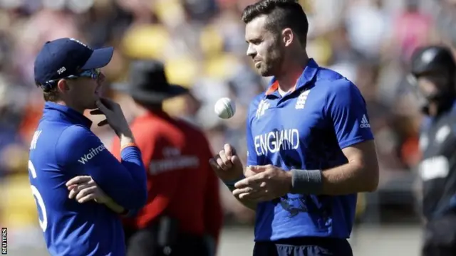 James Anderson talks with Eoin Morgan