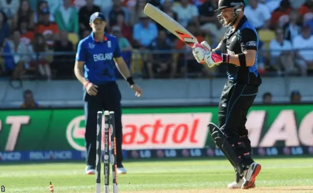 Brendon McCullum is bowled out