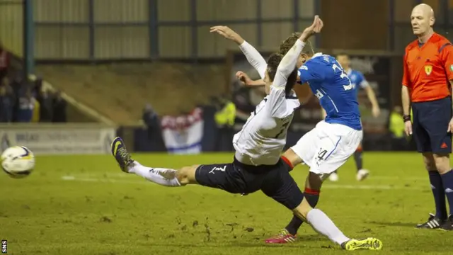 Andy Murdoch fires towards goal to give Rangers the lead