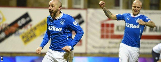 Kris Boyd celebrates his 10th goal of the season