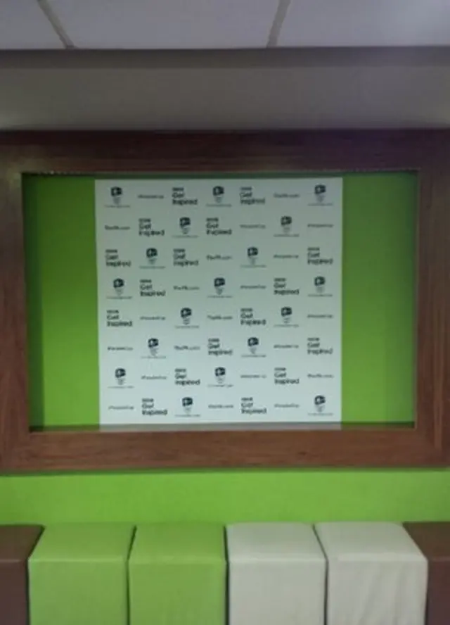 Interview backdrop board with FA People's Cup & Get Inspired logos