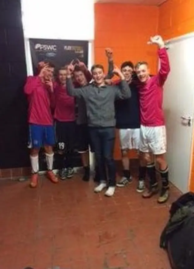 5-a-side team celebrating