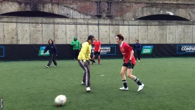 Peoples Cup girls playing football