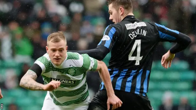 John Guidetti slips past Accies' Mikey Devlin