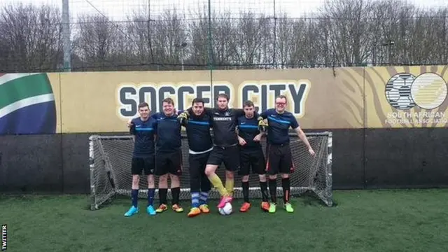 People's Cup[ team photo in front of outdoor goal