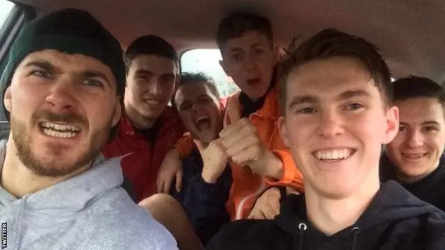 Peoples Cup five men in a car keeping warm