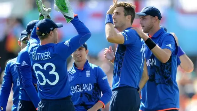 Steven Finn celebrates