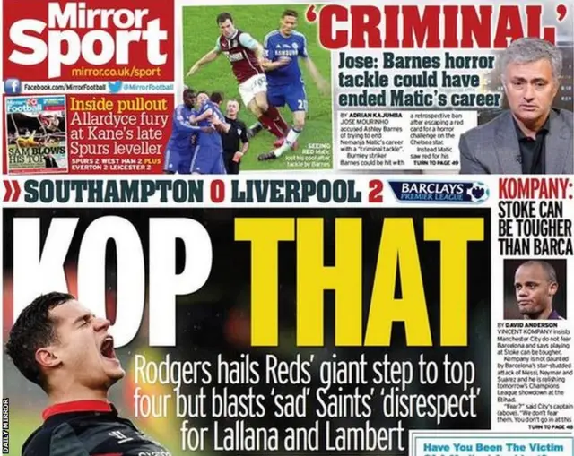 Daily Mirror back page