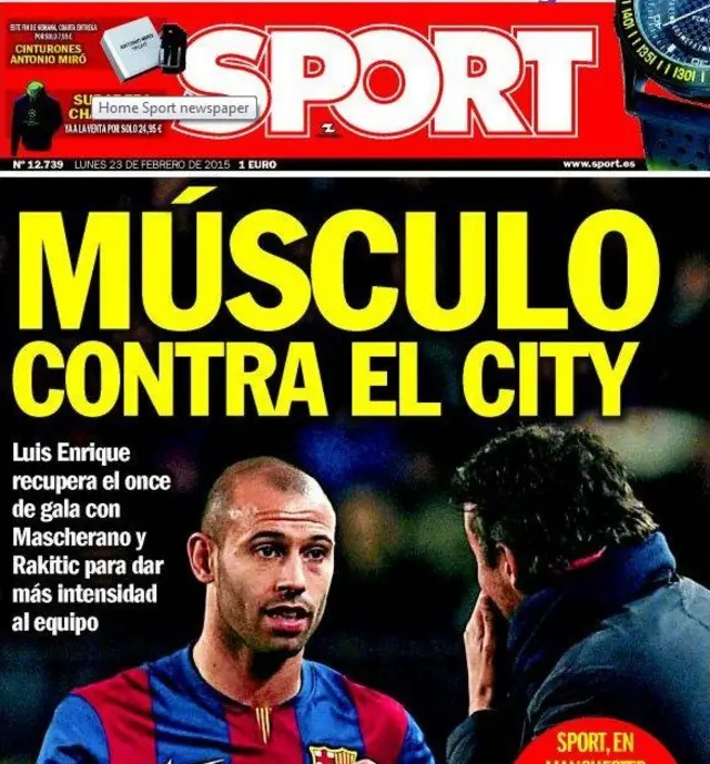 Javier Mascherano on the pages of Sport