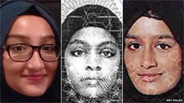 Kadiza Sultana, Amira Abase and Shamima Begum (l-r)