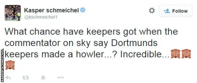 Kasper Schmeichel tweets