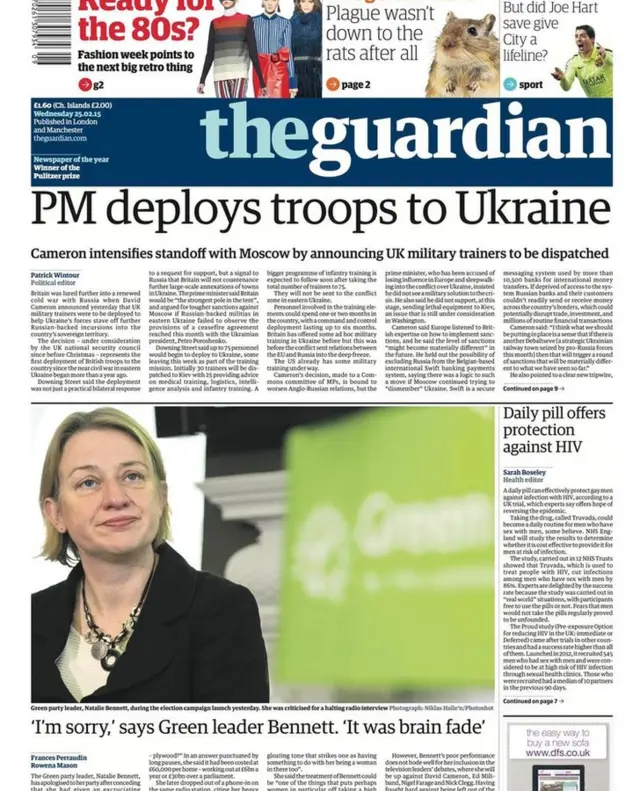 Guardian front page