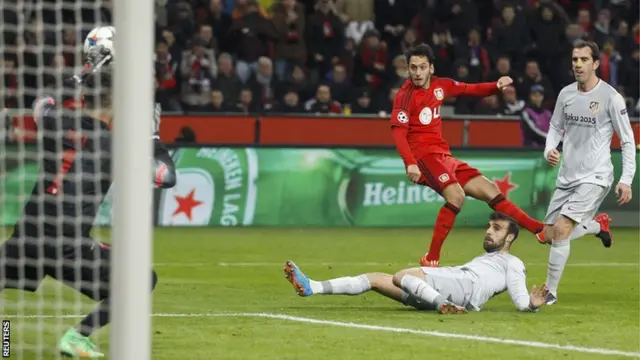 Hakan Calhanoglu scores for Bayer Leverkusen