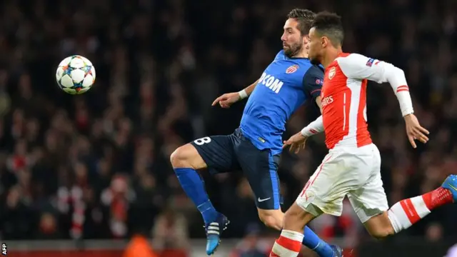 Monaco midfielder Joao Moutinho brings the ball under control