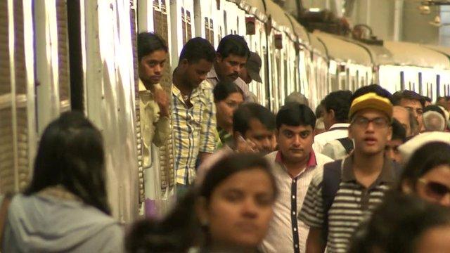 Passengers at one of India's busiest train stations in Mumbai