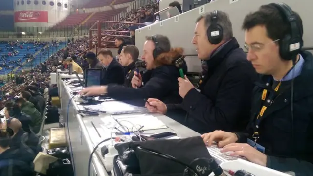 BBC Radio Scotland commentator Liam McLeod with match summariser Pat Bonner