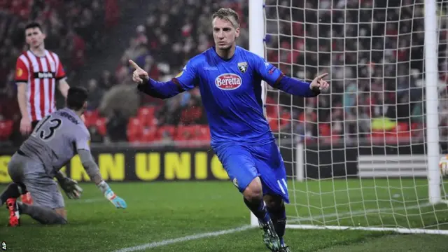 Torino's Maxi Lopez celebrates