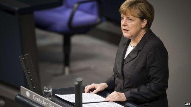 Angela Merkel addressing Bundestag on 15 January 2015