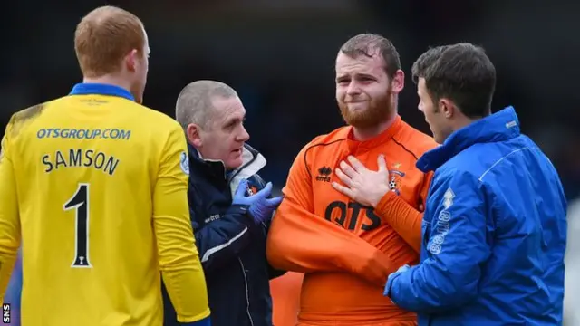 Mark Connolly looks in pain against Inverness