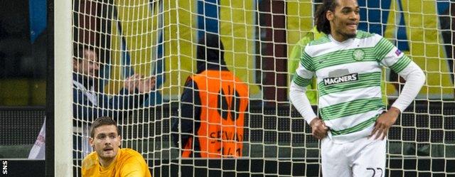 Craig Gordon and Jason Denayer are dejected after Guarin's 88th minute winner for Inter