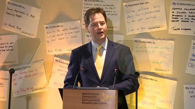 Nick Clegg at Welsh Lib Dems rally in 2015