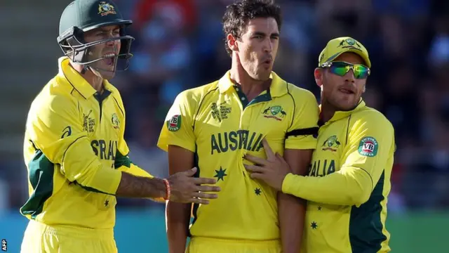 Grant Maxwell, Mitchell Starc and Aaron Finch