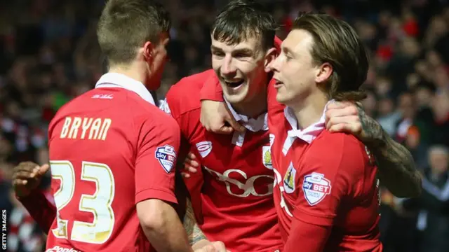 Bristol City players celebrate