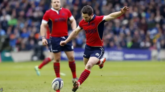 Greig Laidlaw kicks a penalty