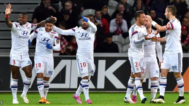 Lille players celebrate