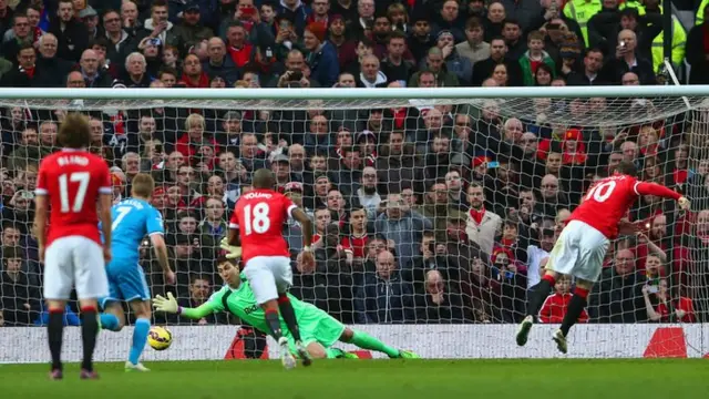 Wayne Rooney scores from the penalty spot