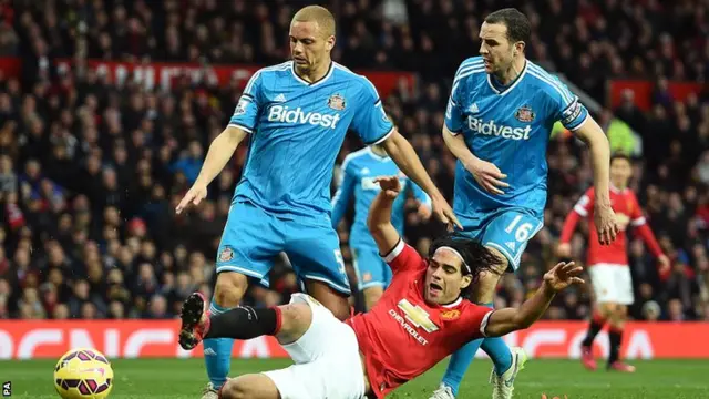 Radamel Falcao wins a penalty