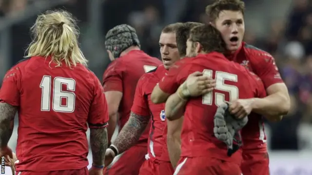 Wales players celebrate