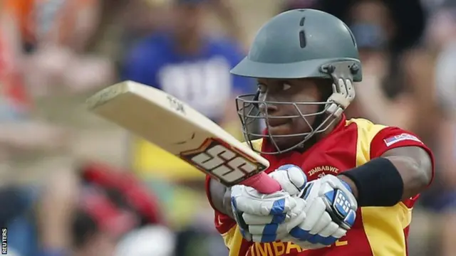 Chamunorwa Chibhabha at bat for Zimbabwe