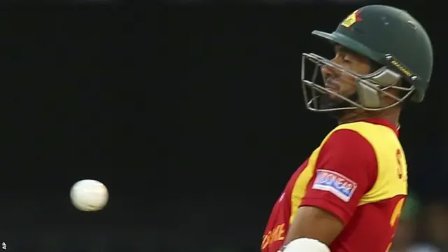 Sikandar Raza ducks a bouncer