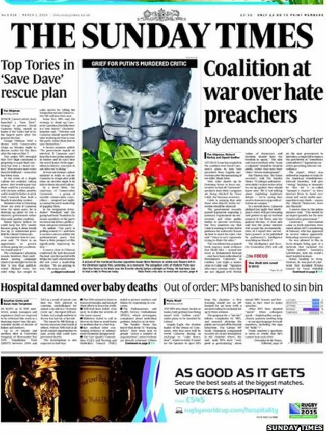 Sunday Times front page