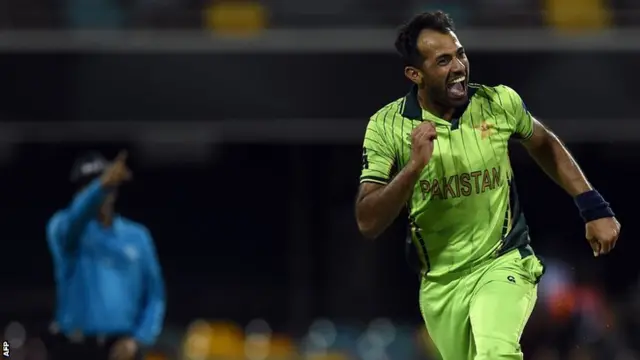 Wahab Riaz celebrates for Pakistan