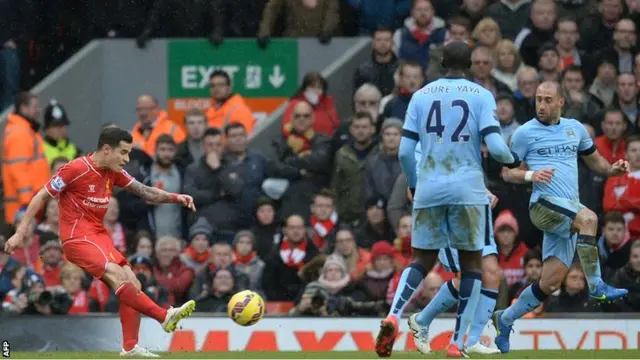 Philippe Coutinho scores Liverpool's second