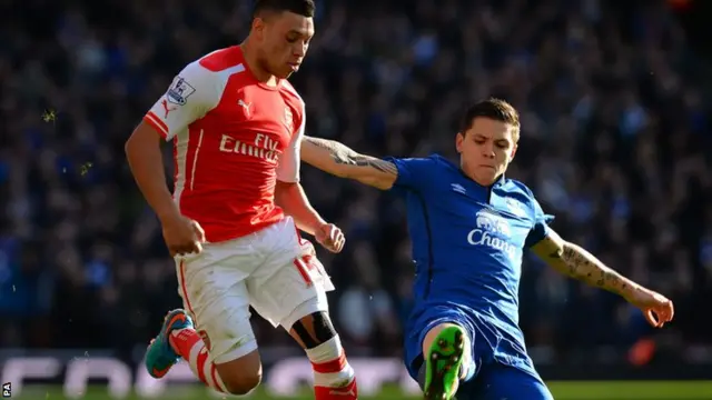 Seamus Coleman tackles Alex Oxlade-Chamberlain