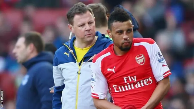 Francois Coquelin goes off with a bloody nose