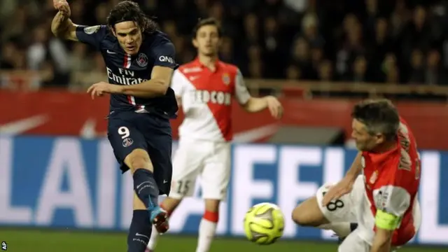 Edinson Cavani has a shot on goal