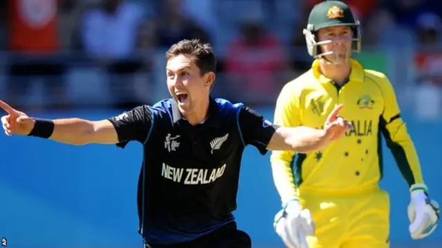 New Zealand's Trent Boult and Australia's Michael Clarke