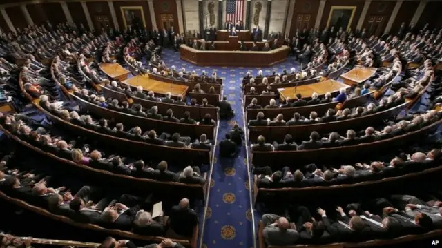 Mr Netanyahu is speaking to a full Congress.