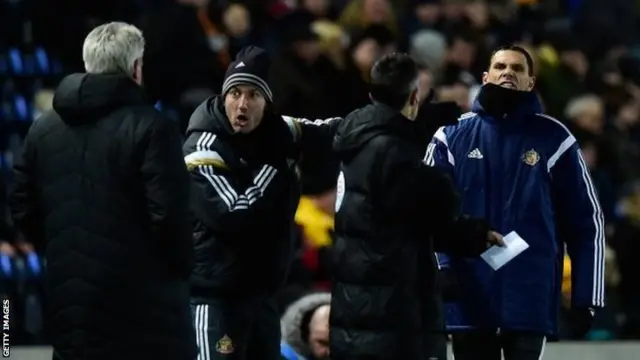 Steve Bruce and Gus Poyet clash