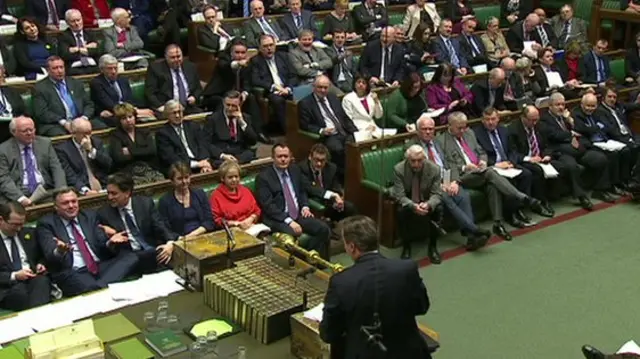 David Cameron faces the opposition benches