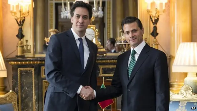 Labour leader Ed Miliband (left) and Mexican President Enrique Pena Nieto at Buckingham Palace.