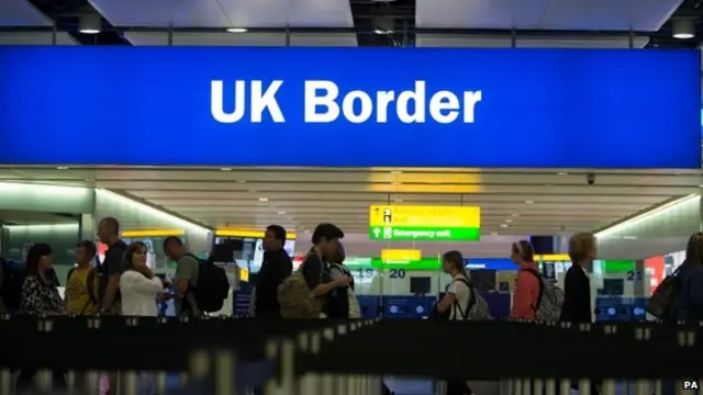 Passport controls at Heathrow