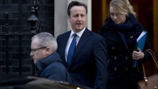 David Cameron leaves for PMQs earlier