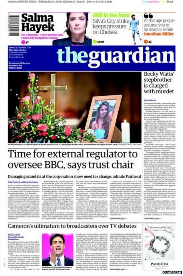 Guardian front page