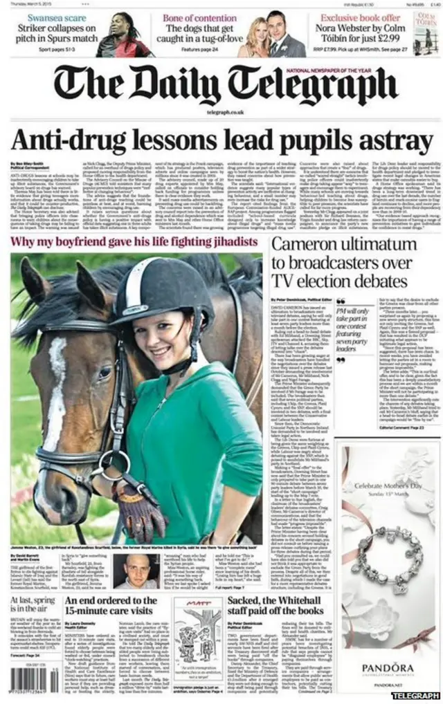 Telegraph front page