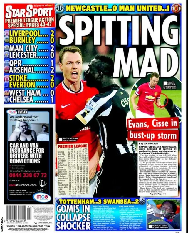 Thursday's Daily Star back page